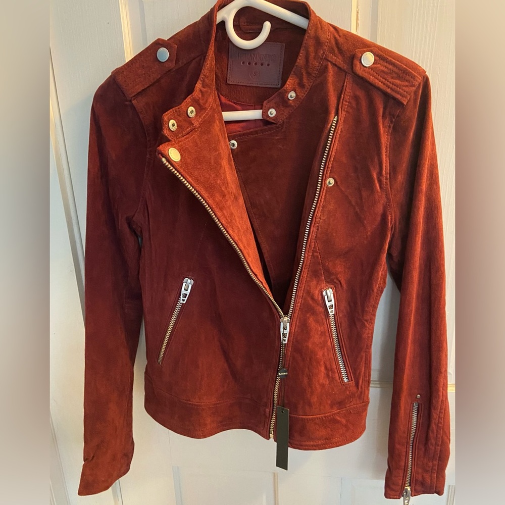 NWT Blank NYC Suede Moto jacket in Deep Red, size Small - Picture 2 of 8